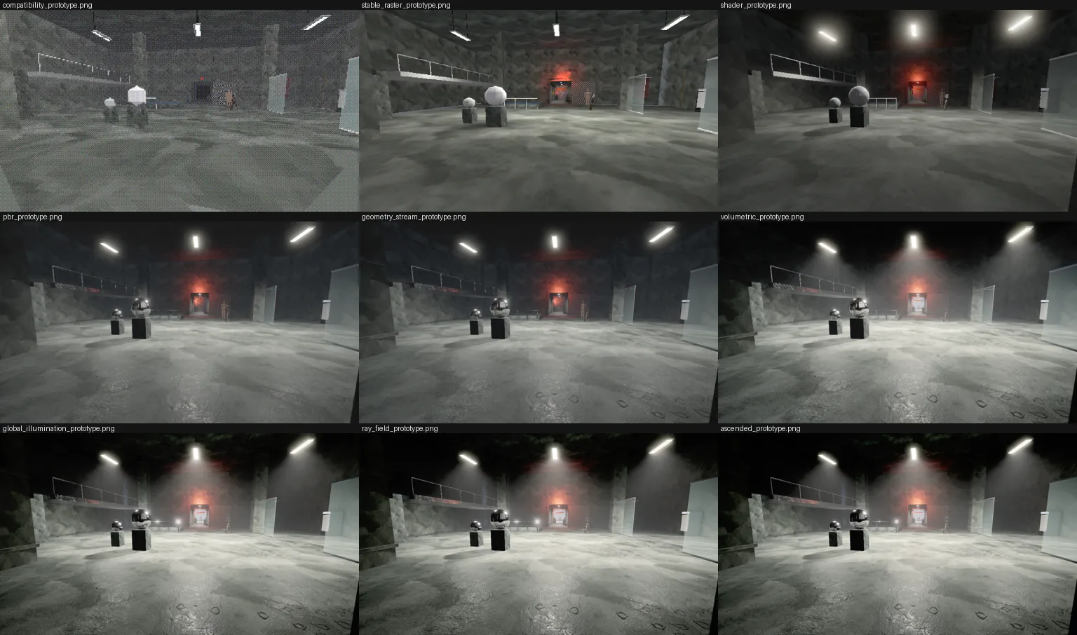The same scene rendered in each era
